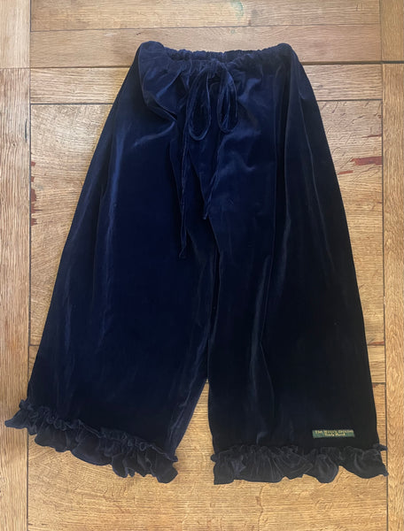 Midnight blue cotton velvet women’s Victorian style long bloomers (46”)