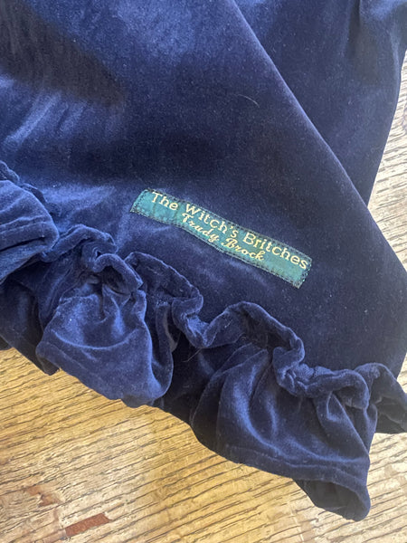 Midnight blue cotton velvet women’s Victorian style long bloomers (46”)