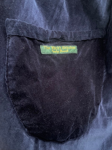 Midnight blue cotton velvet women's mid sleeved dress (46” at bust)