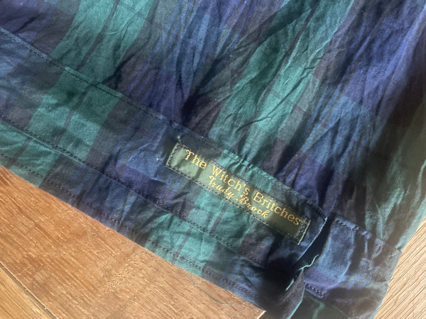 Blue green tartan cotton women’s dropped crotch long bloomers (42”)