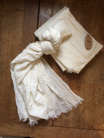 Cream fair trade organic cotton shawl.