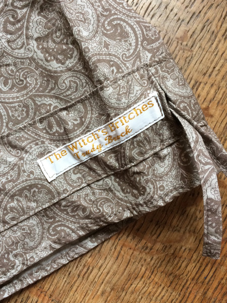 Umber paisley print long cotton bloomers (38”)