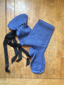 Mid blue silk/alpaca hand cranked over the knee stockings (5-7)