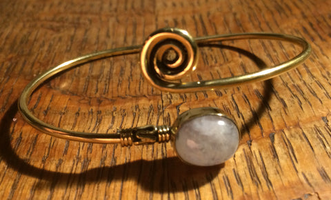 Tribal brass and moonstone handmade bracelet.