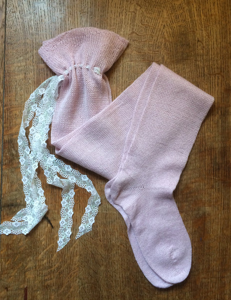 Dusky pink silk/alpaca stockings (size 3-5)