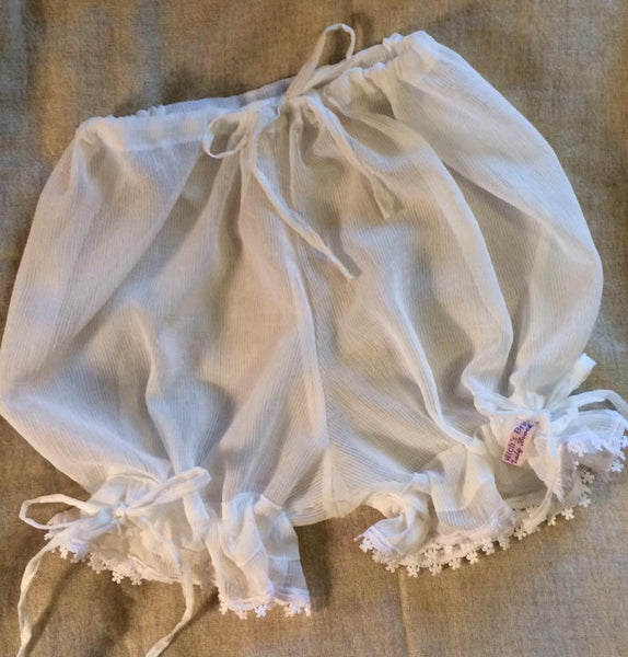 Soft creamy white stripe viscose ladies bloomers for dinky derrieres (36")