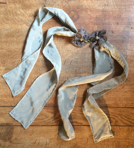 Lichen green pure silk hand restraints.