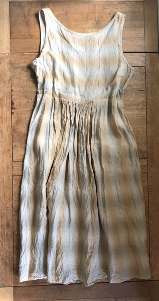 Stone checked linen women’s sleeveless dress (44” bust)