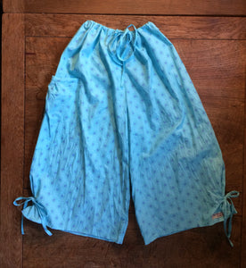 Aqua blue print organic cotton bloomers (38”)