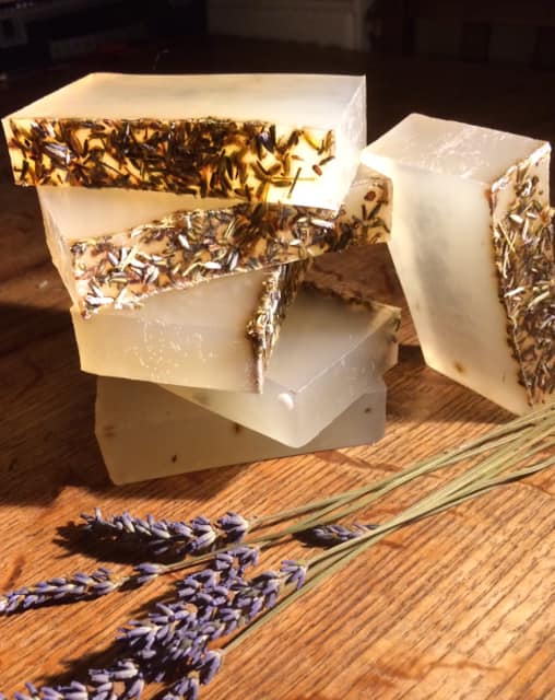 Organic vegan handmade lavender soap.