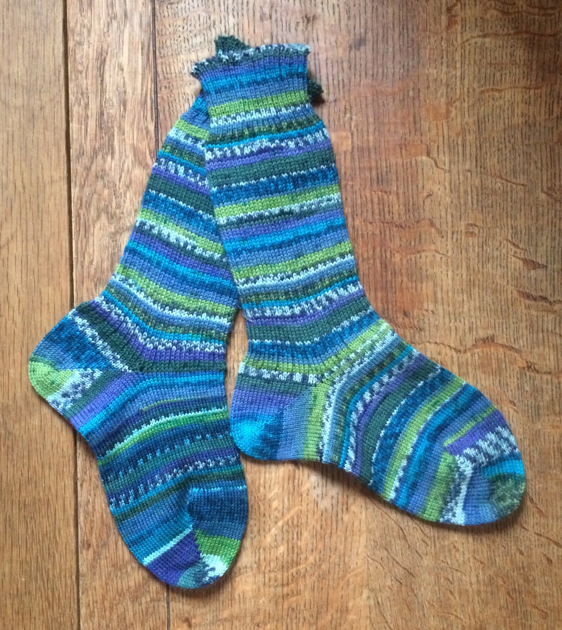 Blue hand cranked wool blend everyday socks (3-5)