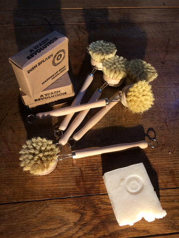 Washing up eco brush and soap bar