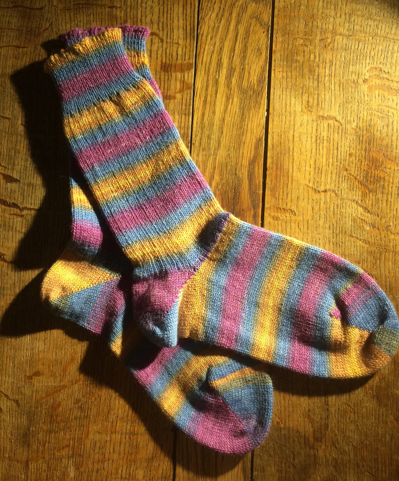 Purple orange stripe wool blend everyday socks ( size 4-6)