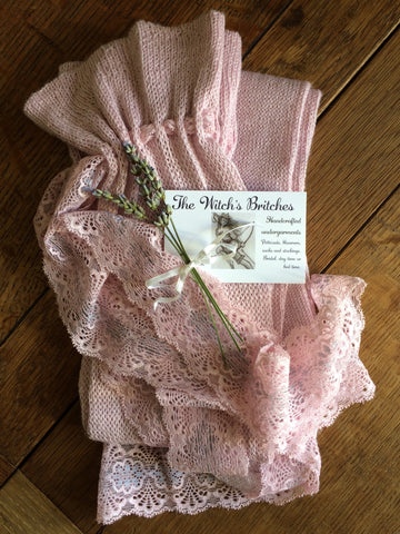 Dusky pink silk/alpaca stockings (size 3-5)