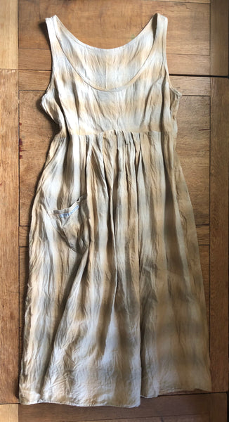 Stone checked linen women’s sleeveless dress (44” bust)