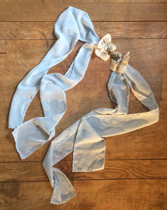 Dusky blue and coffee cream lace chiffon hand restraints