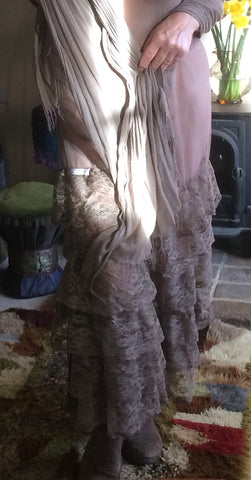 Sheer netting and lace fawn crotchless bloomers (44”)