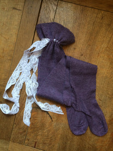Mauve silk/alpaca hand cranked stockings (4-6)