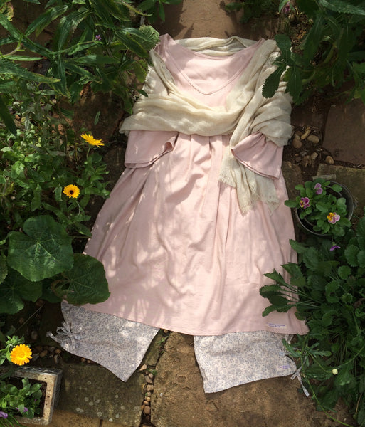 Flush pink linen blend long sleeve dress (40” bust)