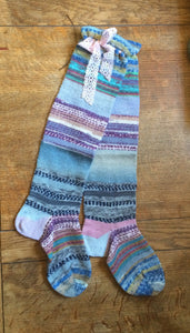 Winter pastels wool blend hand cranked everyday boho boot socks ( 3-5)