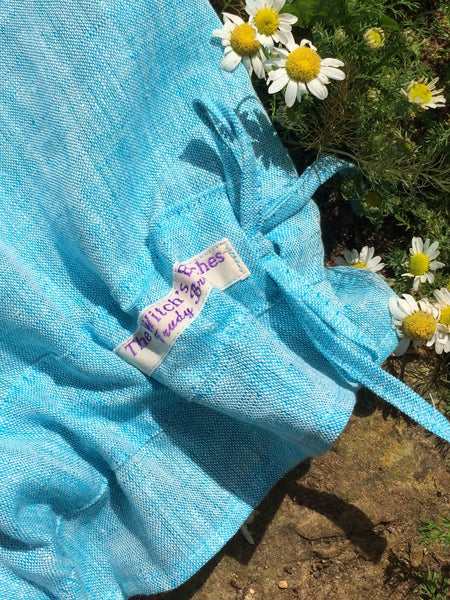 Turquoise blue linen women’s bloomers (52”)