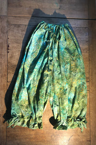 Green batik cotton women's long bloomers (44")