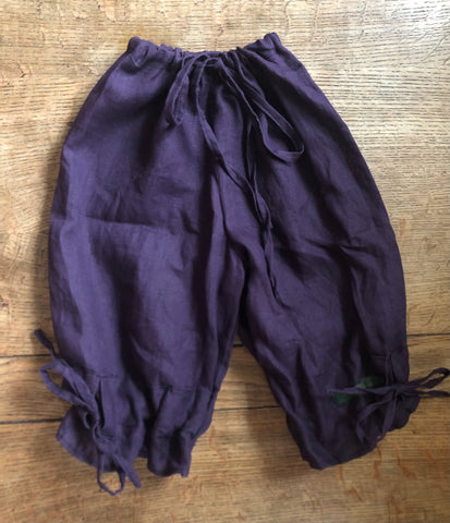 Deep purple linen short bloomers (28")