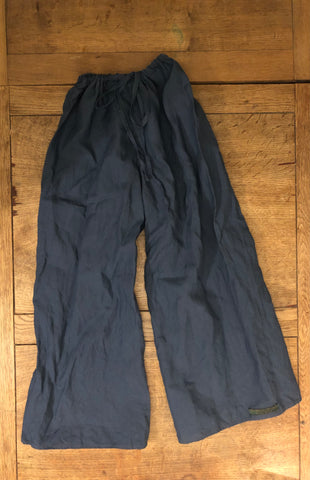 Airforce blue linen women's long trousers (36")