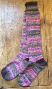 Dusky pink hand-cranked wool blend everyday boot socks (size 5-7)