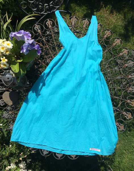 Turquoise cotton voile women's full petticoat/shift (38" bust)