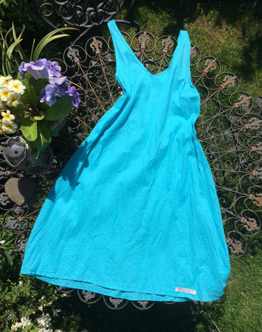 Turquoise cotton voile women's full petticoat/shift (38" bust)
