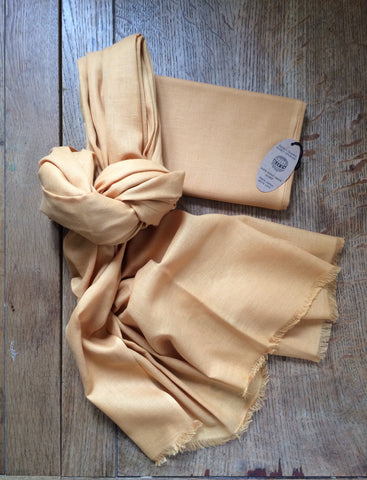 Ochre fairtrade organic cotton shawl.