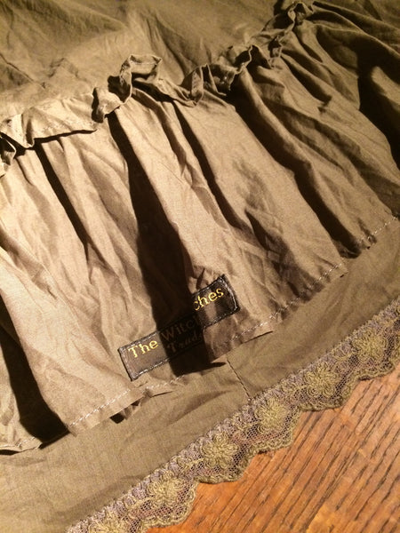 Olive green organic cotton voile petticoat skirt (34" waist)