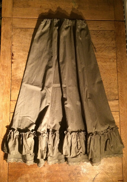Olive green organic cotton voile petticoat skirt (34" waist)