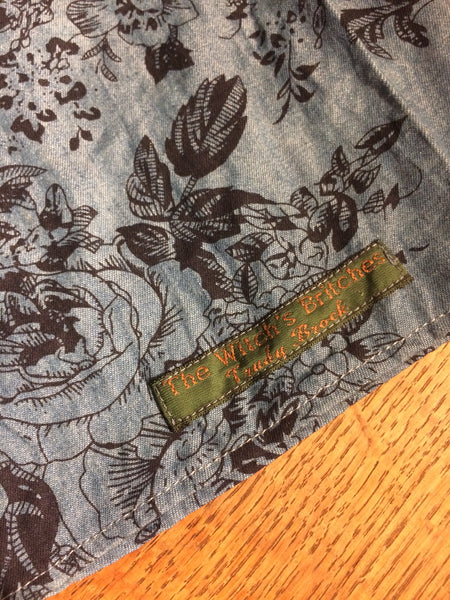 Denim cotton with black floral print women's long bloomers (46")