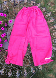 Raspberry linen women's long bloomers (34")