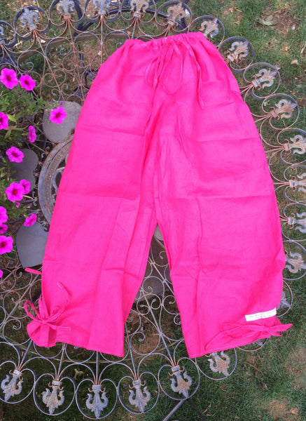 Raspberry linen women's long bloomers (34")