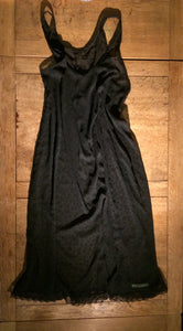 Black sheer floral print women's long petticoat/nightdress (44" bust)
