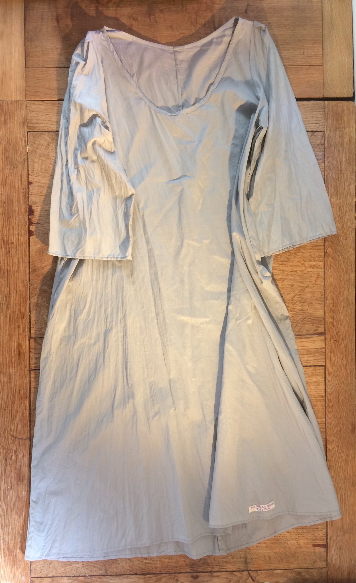Organic light grey cotton voile chemise dress (44" bust)